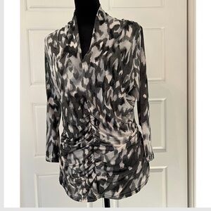 Rafaella Black and Gray Abstract Top